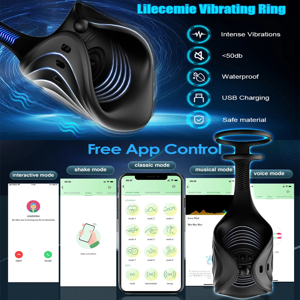 Bluetooth Penis Vibrator with Cock Ring